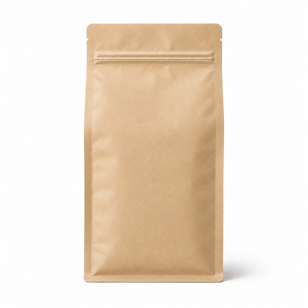 Custom Flat Bottom Coffee Bags Back View with Resealable Zipper