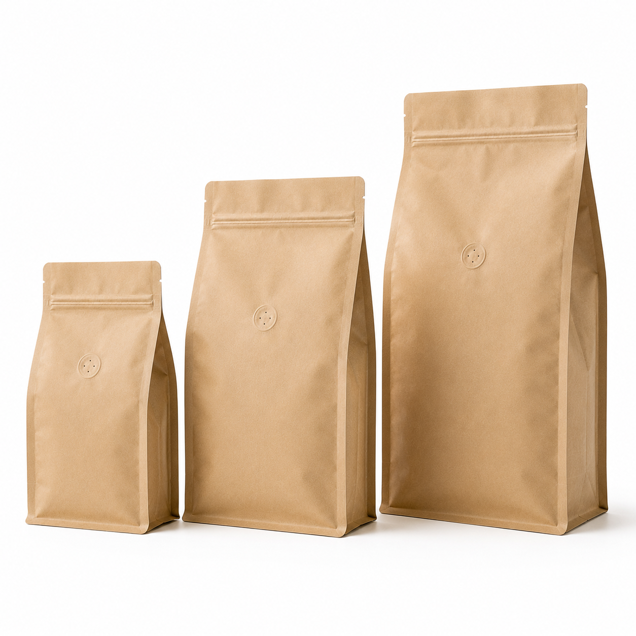 Flat Bottom Coffee Bags Available in 250g 500g and 1kg Sizes