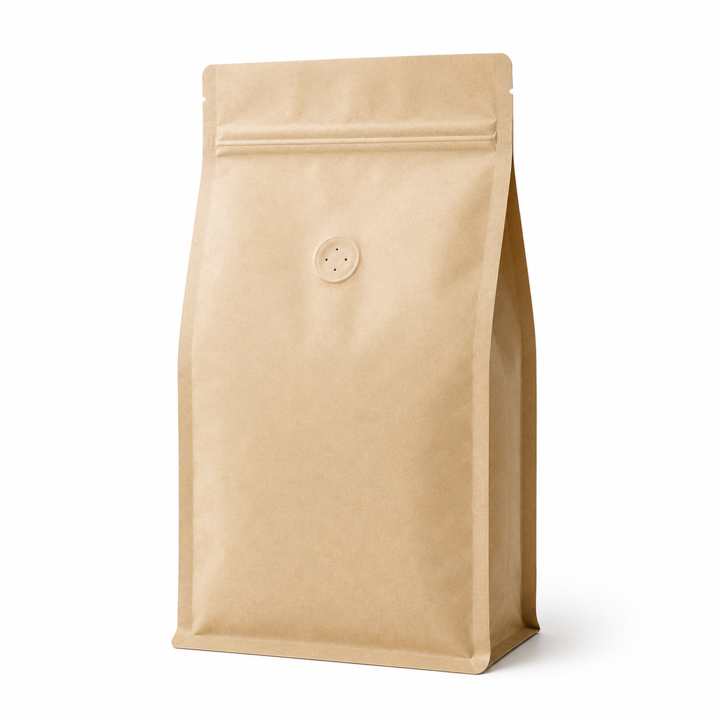 Custom Flat Bottom Coffee Bags with One-Way Degassing Valve